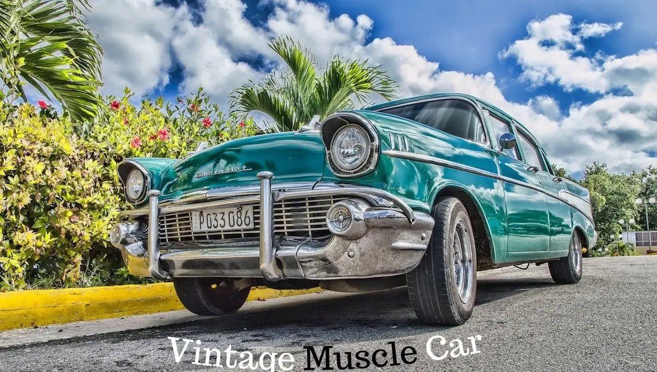 Turquoise vintage muscle car classic automobile exploring whether vintage cars are allowed in India
