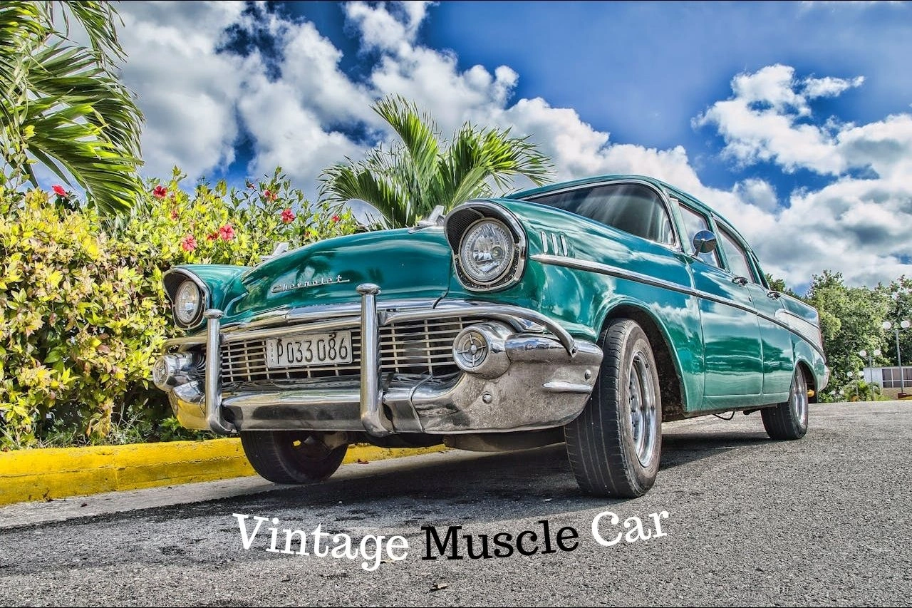 Turquoise vintage muscle car classic automobile exploring whether vintage cars are allowed in India