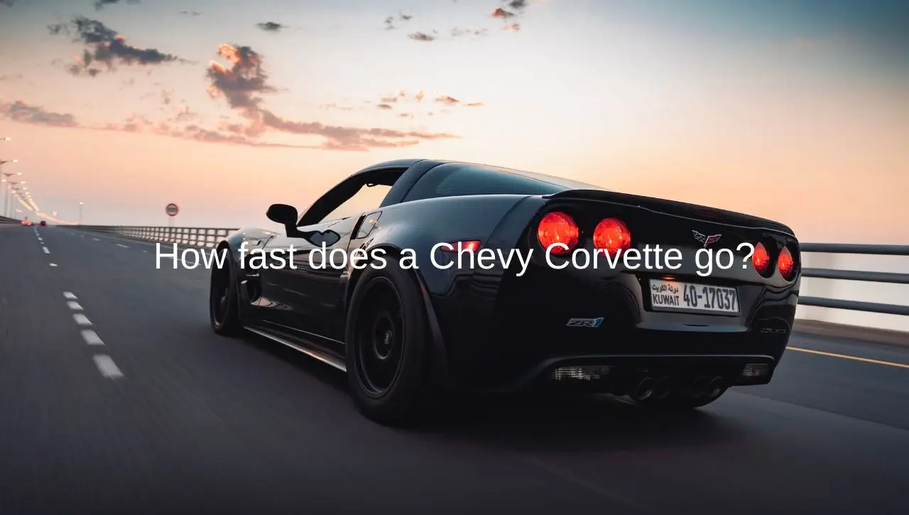 Black Chevy Corvette sports car speeding on highway at sunset showcasing high performance