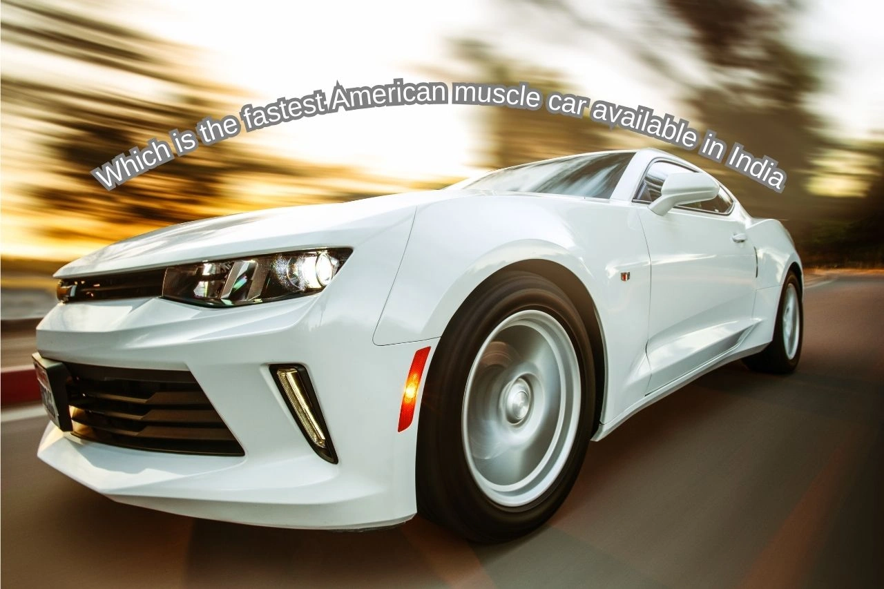 White American muscle car in motion showcasing fastest muscle car available in India